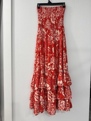 Abel The Label orange floral strapless maxi dress S