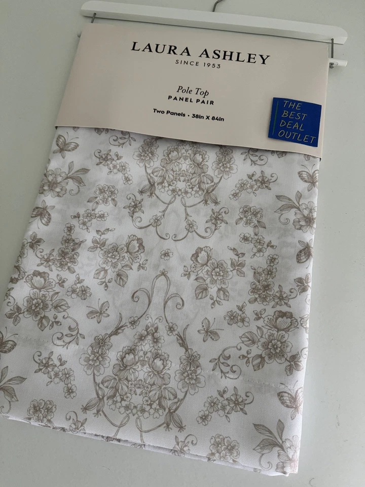 Laura Ashley Cortinas Ventana 2 Paneles 38 x 84 Hiedra Taupe Beige Blanco MoreInStock Foto 3 de 4