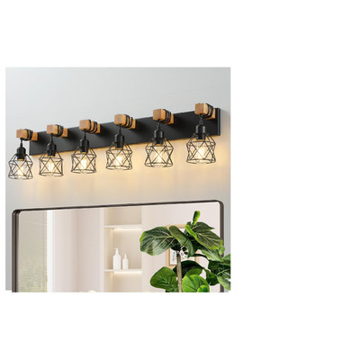 Vivihobb Farmhouse Vanity Light Fixture6-Light Bathroom Lightingblack
