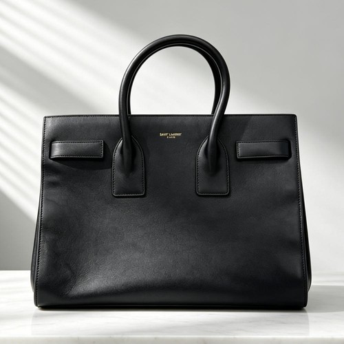 YSL Saint Laurent Sac de Jour Baby Black Leather Tote Handbag