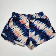 Athleta Girl Shorts Sz 12 L Tie Dye Athletic Running Workout Pockets Blue Pink