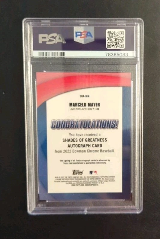 2022 Bowman Chrome Marcelo Mayer Shades Of Greatness Auto Pop 6 - Image 2 of 2