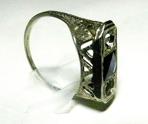 14 Kt Solid White Gold Antique Filigree SIZE 7 Ring Setting-2.2 grams-My Mothers - Picture 2 of 7