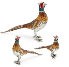SATURNO Silver and Enamel PHEASANT- Fully Hallmarked Sterling Silver