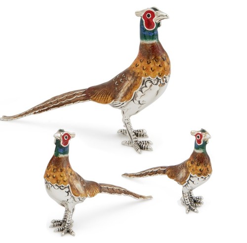 SATURNO Silver and Enamel PHEASANT- Fully Hallmarked Sterling Silver - 第 1/3 張圖片