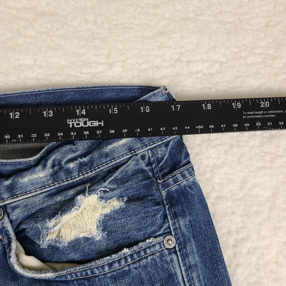 7 For All Mankind Jeans Mens 33x32 Blue Relaxed Straight Medium Wash Denim - Image 3 of 4