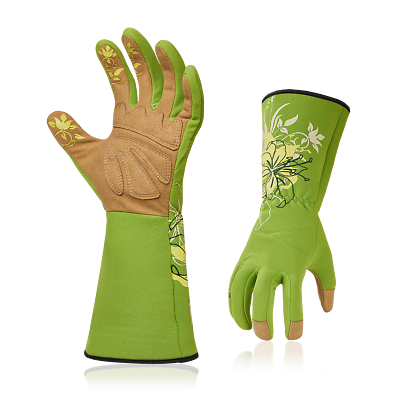 Vgo 1Pair Synthetic Leather Gardening Gloves, Washable Work Gloves