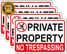 4 Pack Large No Tresspassing Sign Private Property 8X12 Inch Rust Free Aluminum,