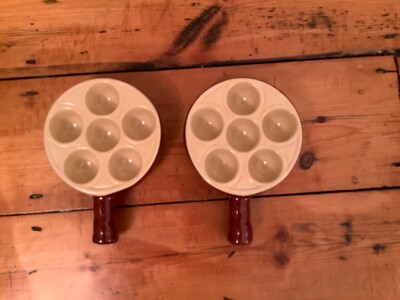 Vintage Französisches Emile Henry Set 2 x Escargot/ Schnecke Sechsloch Geschirr
