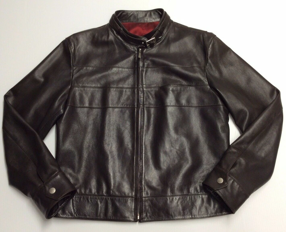 De Colección John Bartlett Italia Chaqueta de Cuero Motociclista Rider Café Corredor Suave Lujo L Foto 2 de 4
