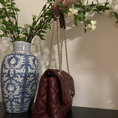 Kate Spade Natalia Smooth Quilted Leahter Cherrywood Medium Flap