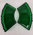 Two Replacement Inserts Anchor Hocking Relish Tray Forest Green Old Cafe Vintage