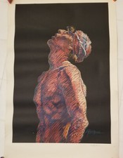 Bill James Original Hand-Signed Modernist Male Portrait Lithograph 34”x22”