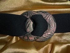 M/L Vintage Elastic Cincher Belt Black Silver Taupe USA