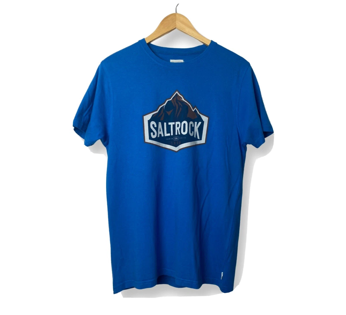 T-shirt Homme Saltrock Bleu – Logo Graphique, Coton Léger, Taille L – Plage Et Surf
