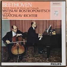 Beethoven Complete Cello Sonatas ROSTROPOVICH RICHTER Philips 2 LP Box NM