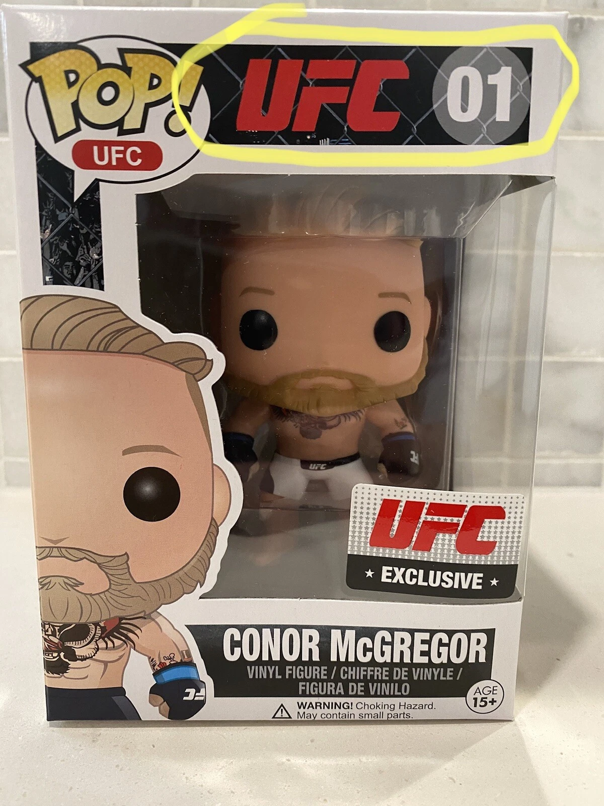RARE UFC Conor McGregor #01 White Shorts UFC Exclusive Hologram with Protector