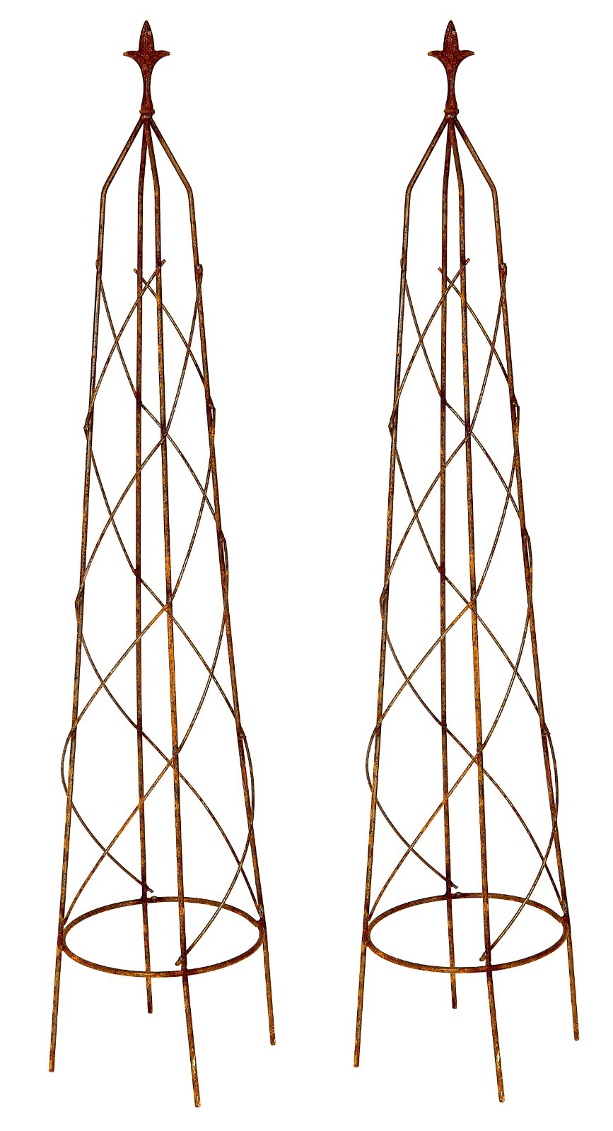 Metal Orton Garden Obelisks Rusty Plant Support Frames Natural Rust 120cm 2Pcs