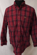 Carhartt Mens Large Red Plaid Button Down long Sleeve Cotton Work Logo Shirt