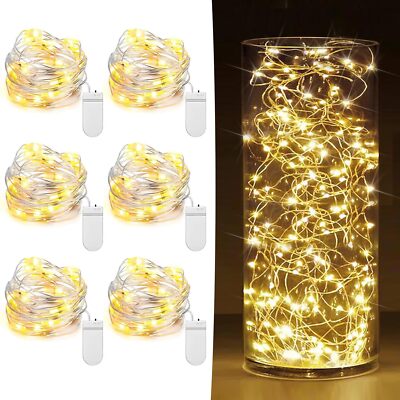6 Pack Battery Operated Fairy String Lights Waterproof Wire Firefly Lights