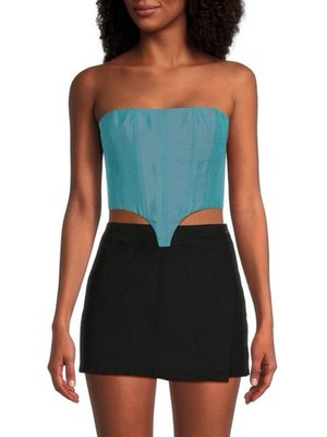 Designer Real Satin Corset Crop Top Size S/2  NWT