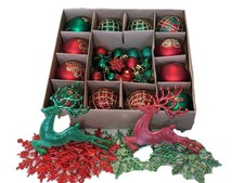 Set Of 40 ChristmasTree Decorations Red & Green,New In Box