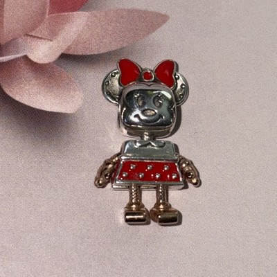 Original Pandora Sterling Silber Charm Disney Minnie Mouse Roboter 14k Rose Retired
