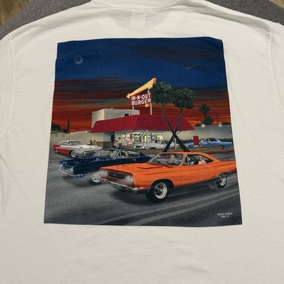 Vintage In-N-Out Burgers T-Shirt Mens XL Mike Rider 2007 White Y2K Cars Cali