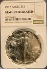 1987 Gem Uncirculated Silver Eagle 2nd Year of Production Very Few Left RARE...