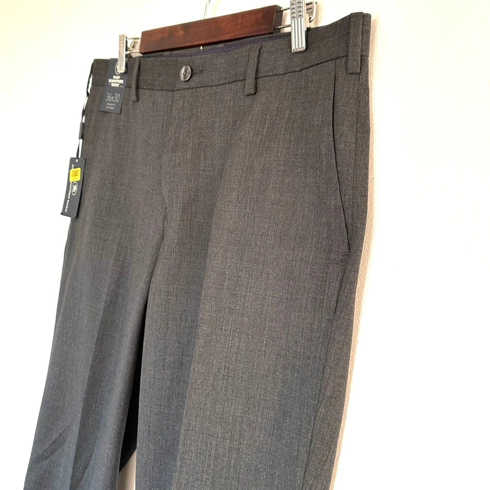 Pantalones de vestir Hart Schaffner Marx para hombre 36x30 gris carbón lana frente plano nuevos con etiquetas Foto 3 de 4