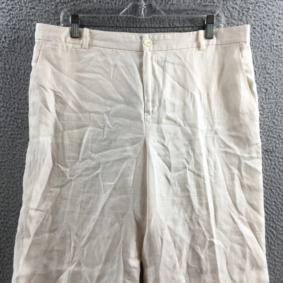 Lauren Ralph Lauren Andover Trouser Wide-Leg Pants Womens 14 Cream High Rise Zip - Image 2 of 4