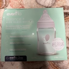 Evenflo Balance Wide Glass Anti-Colic Baby Bottles 3-6oz 3 Pack  NEW 