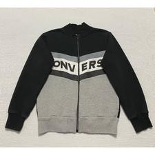 Kids Converse Track Jacket Large 12-13 Years Black Gray Zip Up Color Block Logo