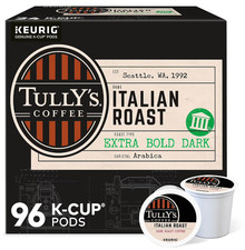 Tully's Coffee Italian Roast K-Cup Pods Dark Roast 96 Count 4x24 