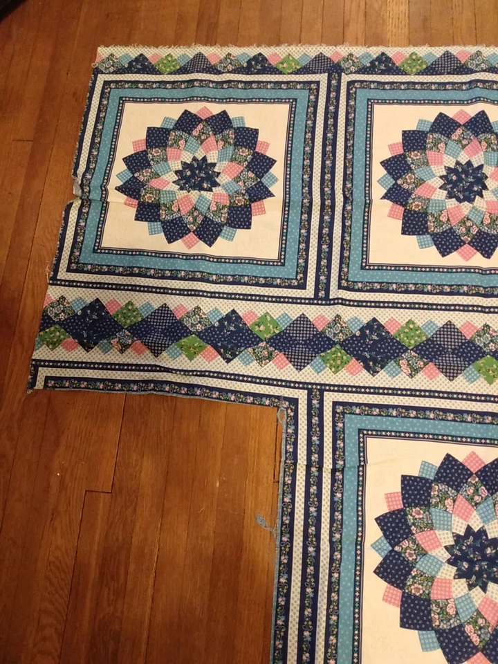 3 paneles de costura de tela de almohada sin cortar azul con tono rosa Starburst 17 pulgadas X 17 pulgadas Foto 4 de 4