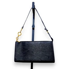 Authentic LOUIS VUITTON Epi Leather Pochette Accessoires Pouch BLACK M52947 LV