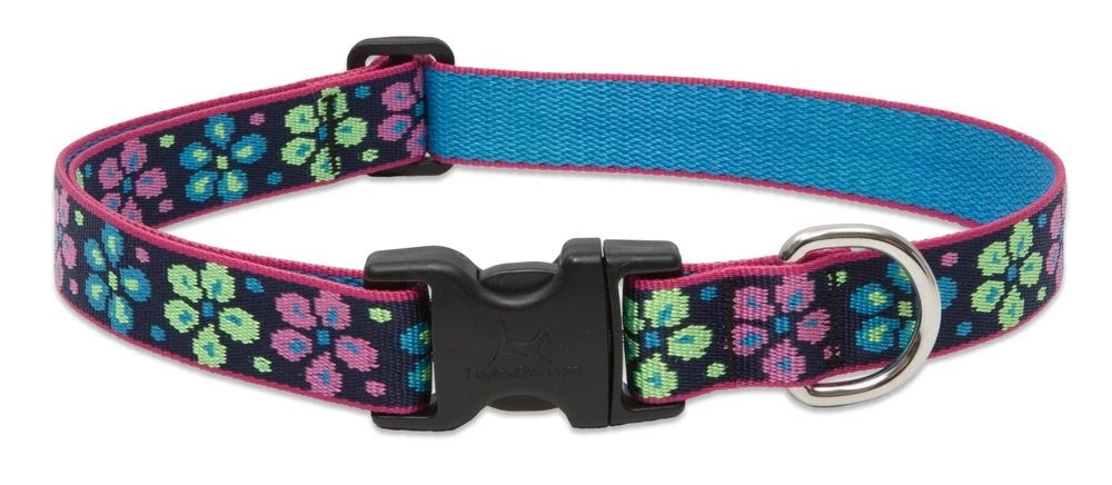 LupinePet Originals 1" Flower Power 12-20" Adjustable Collar for Medium