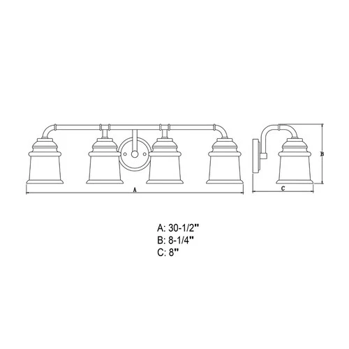 Toledo 4-Light Bathroom Light in Industrial and Jar Style 8.25 Inches Tall and - Picture 10 of 10