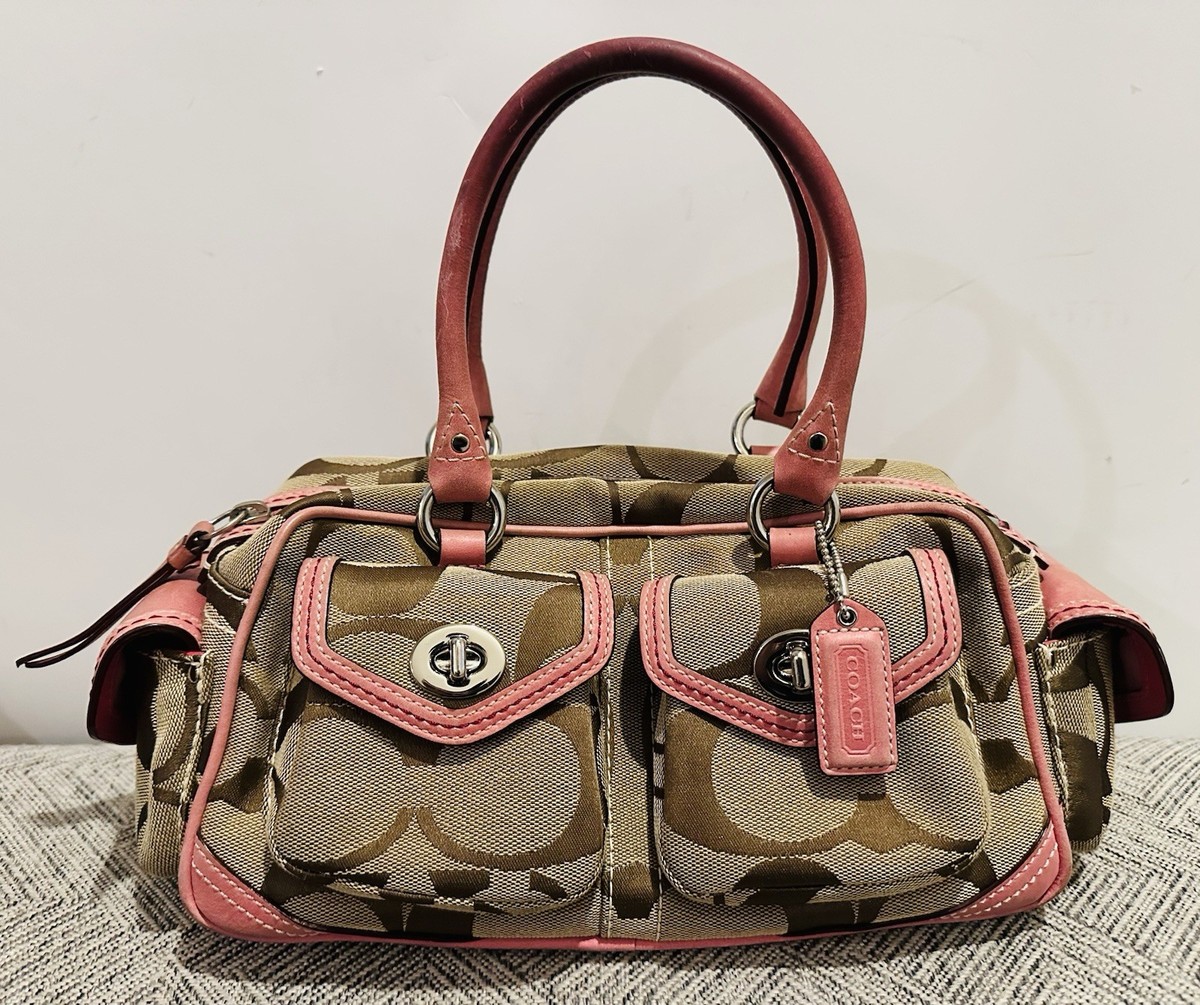 Old Coach Legacy Turn lock Handbag Signature 6231 Canvas Brown