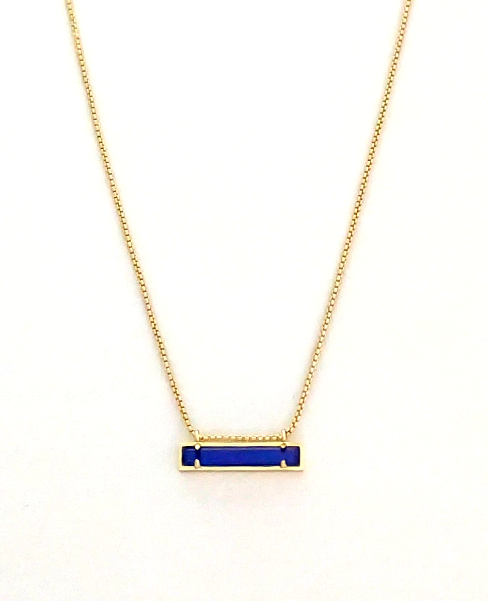 Kendra Scott Gold Plated Leanor Bar Pendant Necklace in Blue