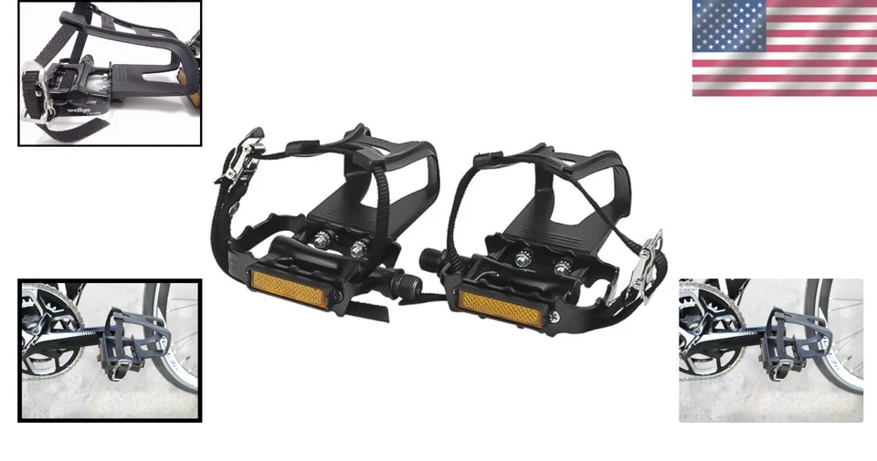 Versatile Bike Pedals for Indoor Stationary and Outdoor Cycling with Toe Clips - Image 2 of 4
