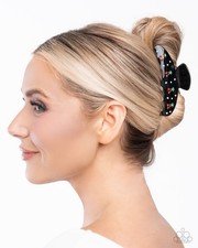 Paparazzi Jewelry Hair Accessory Cherry Pie Claw Clip Black Red W/Rhinestones