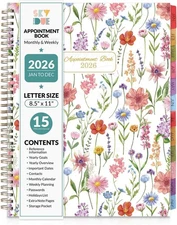 2026 Appointment Book, 8.5" x 11", Hourly Planner with 15 & 30-Minute Increments