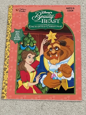 Disney Beauty and the Beast Enchanted Christmas Coloring Match Color Book Golden