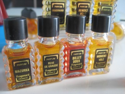 10pc Vintage MicroMmini PARFUM Fragonard Mazurka Billet Doux Reve Grasse Indien