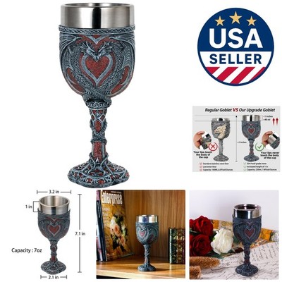 Elegant Double Dragon Wine Goblet - 7oz Cup for Dungeons & Dragons Lovers