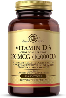 Solgar Vitamin D3 10000IU Bone Immune Support 120 Softgels 120 Servings