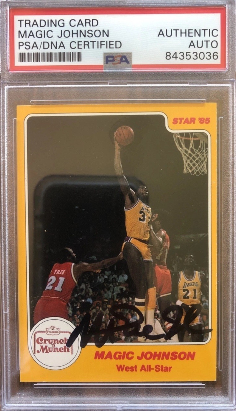 MAGIC JOHNSON Signed 1985 Star Crunch 'N' Munch All-Stars #10 LAKERS PSA/DNA