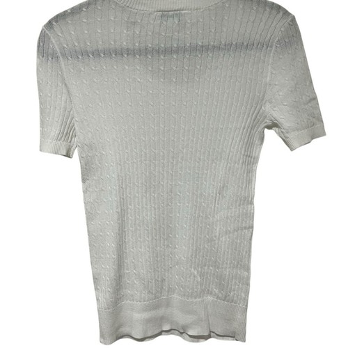 LOFT White Short Sleeve Basic Textured Scoop Neck Lightweight Fitted Tee XS - Picture 5 of 6