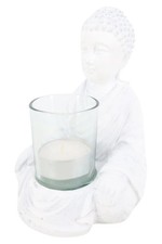 DEPOT Teelichthalter Buddha Keramik Glas Weiß Minimalistisch Skandinavisch